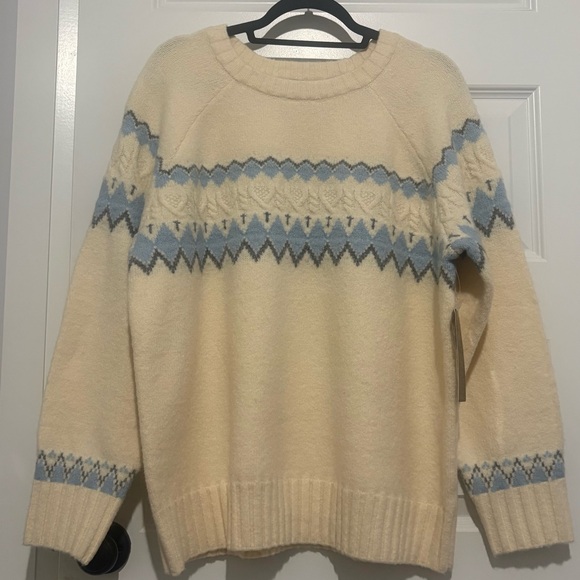 Cyrus Sweaters - NWT Cyrus Cream and Blue Fair Isle Women's Sweater Size XL/1X
